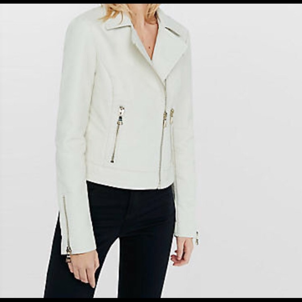 White faux leather jacket